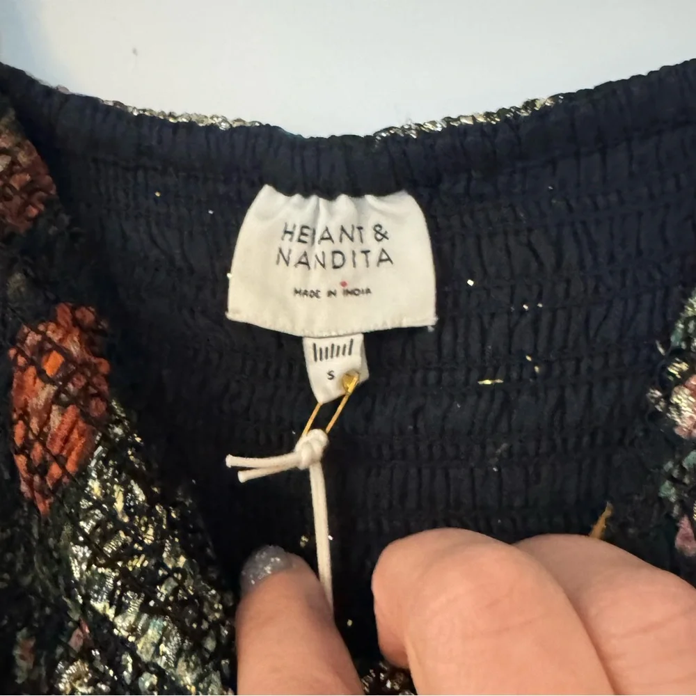 HEMANT & NANDITA Multicolor Rafa Short Floral Long Sleeve Dress - Picture 7 of 11